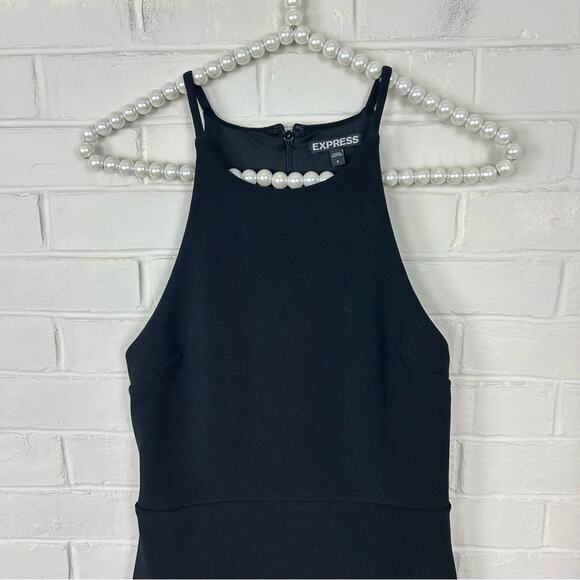 Express Black Ribbed High Neck Envelope Skirt Dress Size 8 - Picture 7 of 9